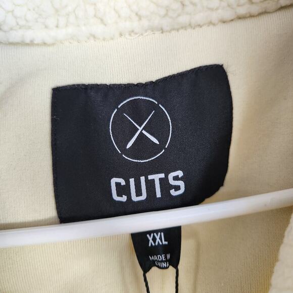 CUTS Sherpa Polarteck Full Zip Cream Jacket Cozycore Gorpcore Athlesure XXL - Picture 2 of 10